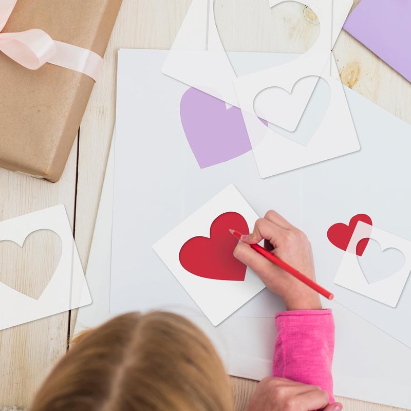 krastmon 8-Piece Heart Stencil Set - Large to Small Sizes, Ideal for Spray Painting & Fabric Wall Art - Image 3